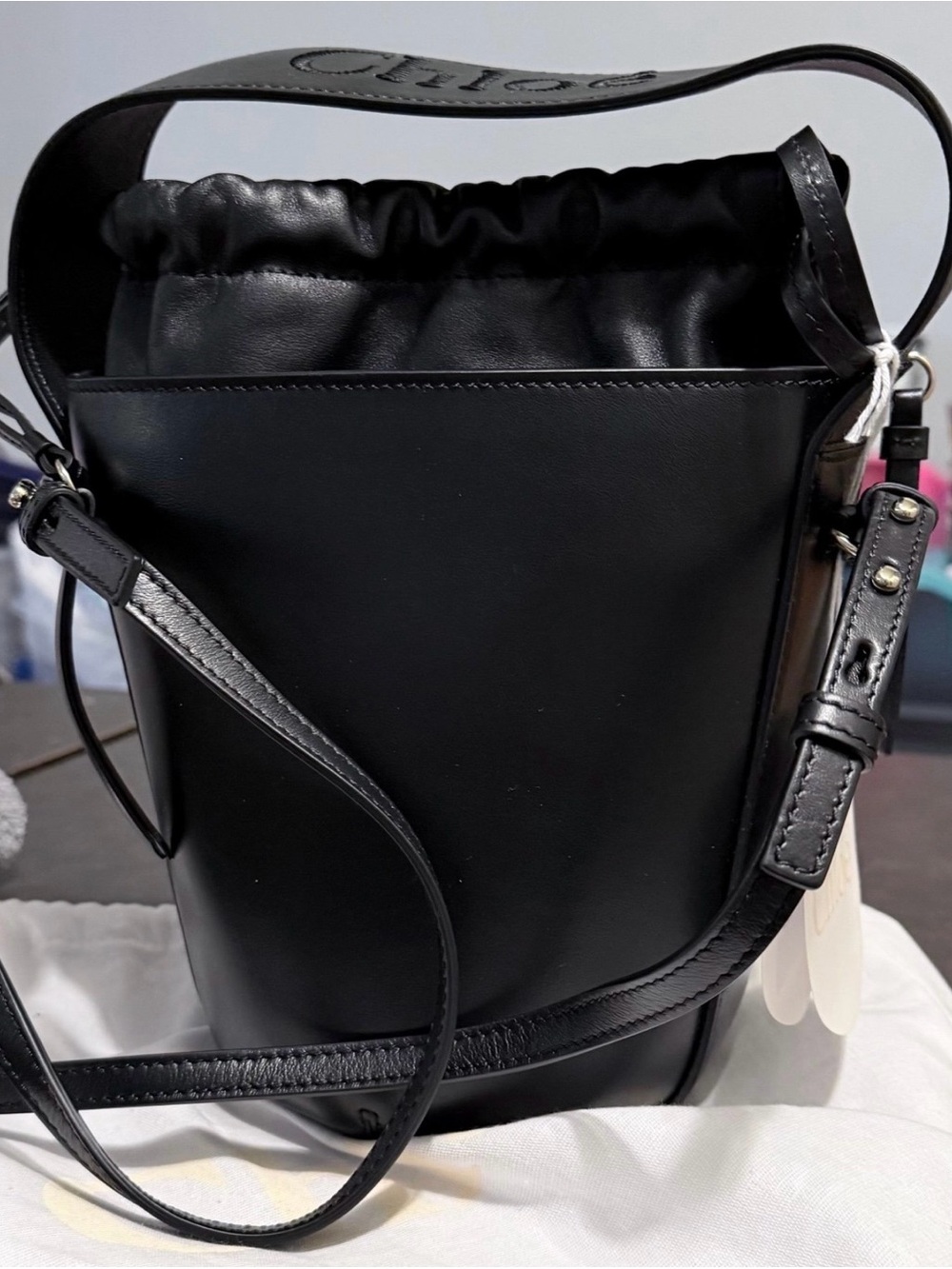 Chloé Black Leather Bucket Bag - Picture 2 of 8